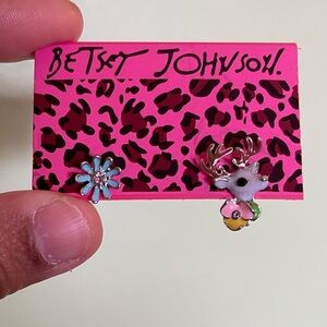 Betsey Johnson Flower and Deer Earrings - Multicolor